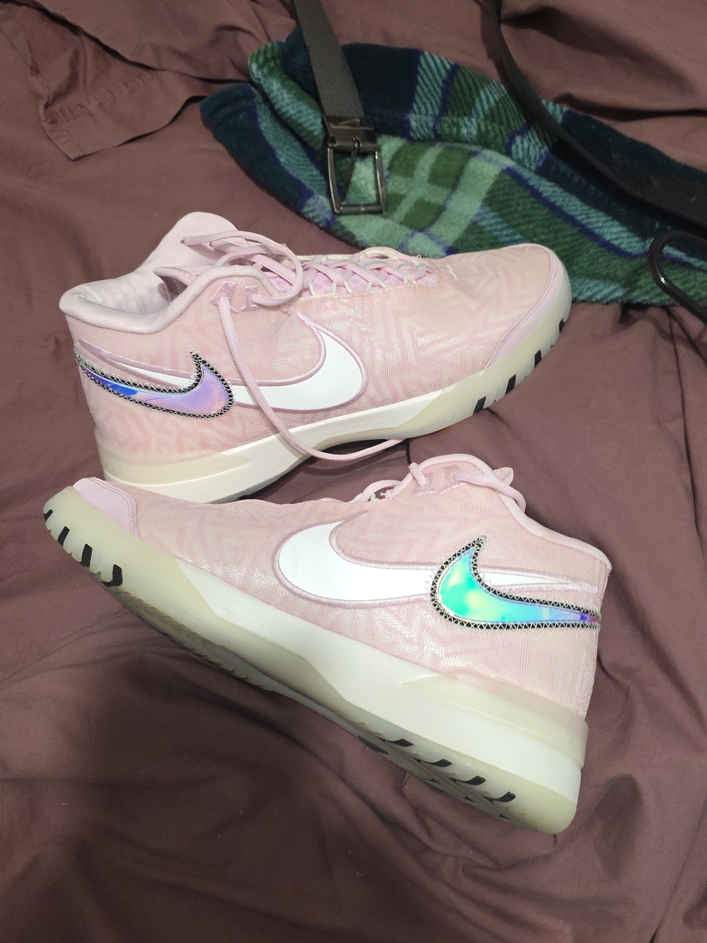 Nike Pink Sneakers with Iridescent Swoosh